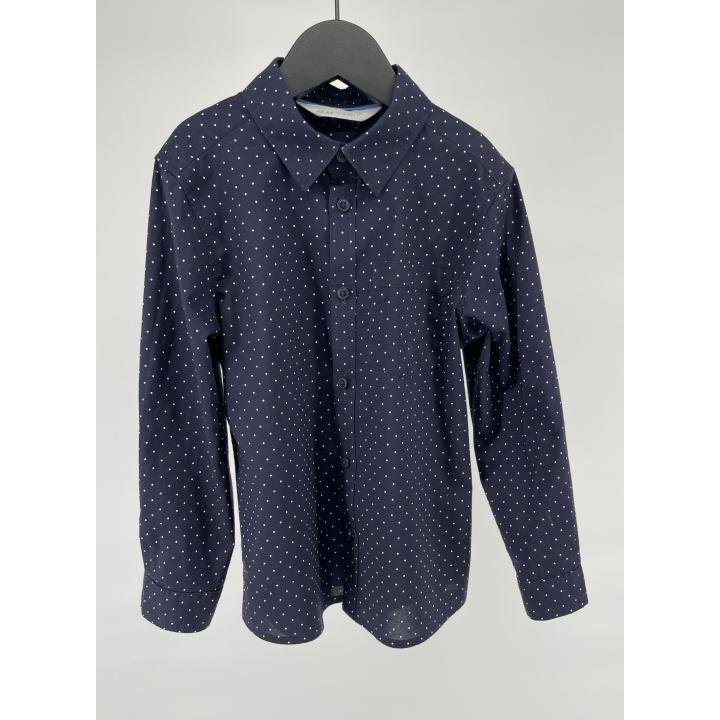 Overhemd Donkerblauw Witte Stippen - 110 - Zo goed als nieuw