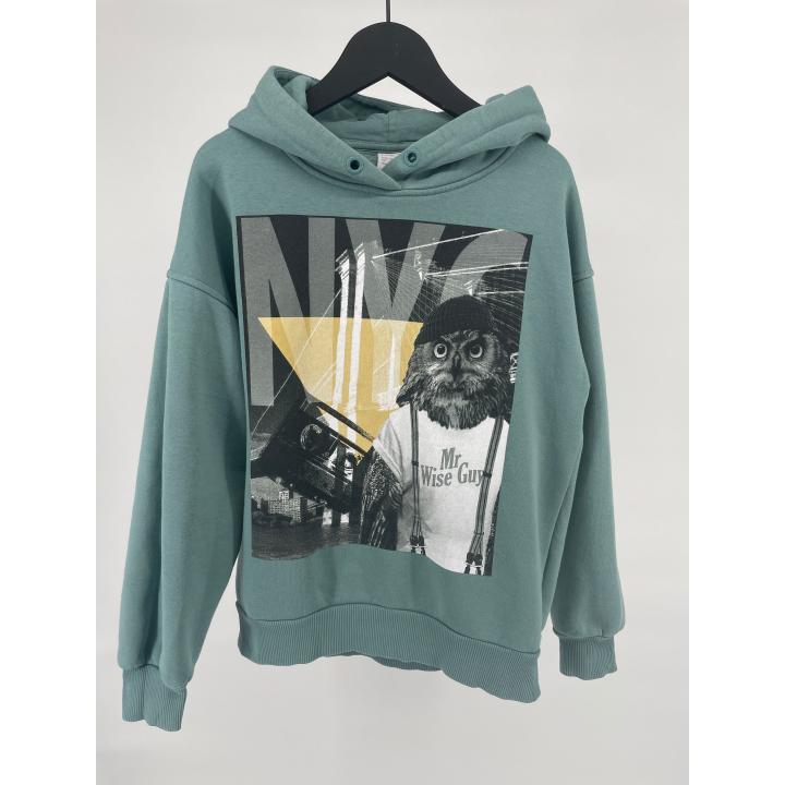 Hoodie Groen met Print Maat 146 / 152