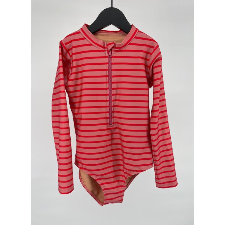 Badpak Lange Mouwen Roze Rood Gestreept Maat 134 / 140