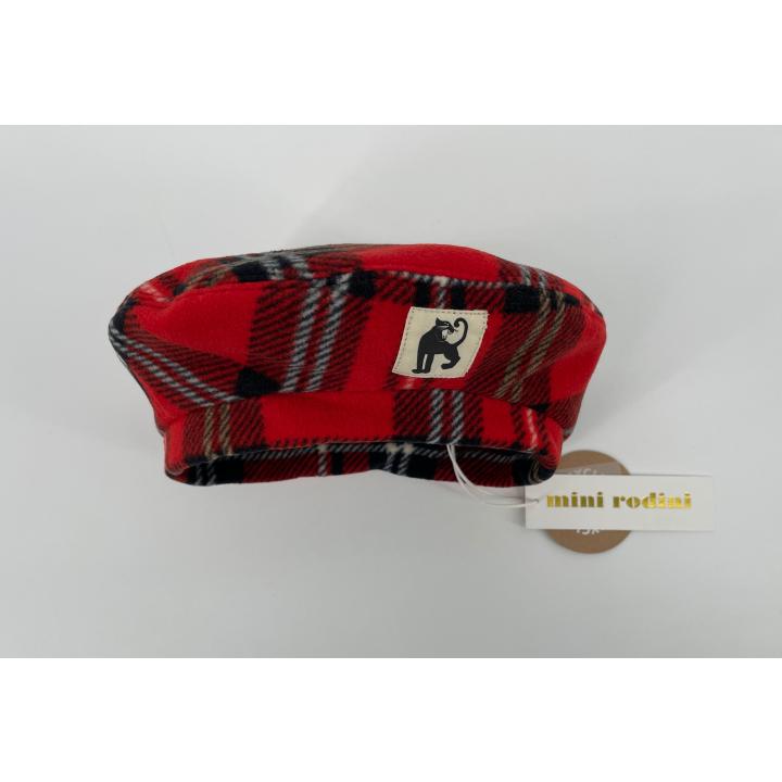 Hoed Baret Rood Geruit Fleece - 48-50 - Nieuw
