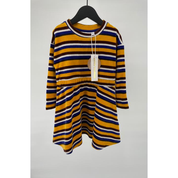 Jurk Velours Geel Strepen - 92 / 98 - Nieuw