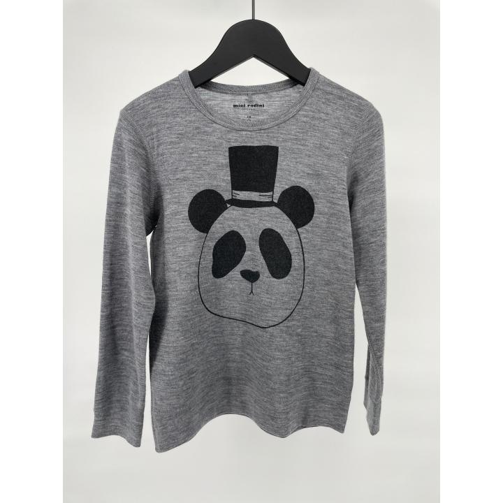 Longsleeve Wol Grijs Panda Maat 128 / 134