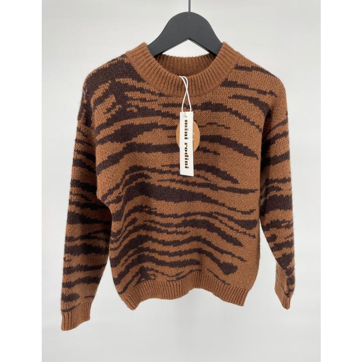 Trui Bruin Tijger Wol Gebreid Maat 116 / 122
