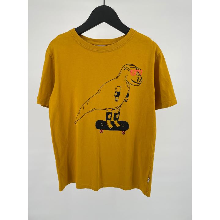 T-shirt Geel Dino op Skateboard Maat 152