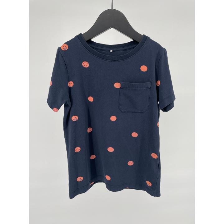 T-shirt Donkerblauw Roze Stippen Smilies Maat 116