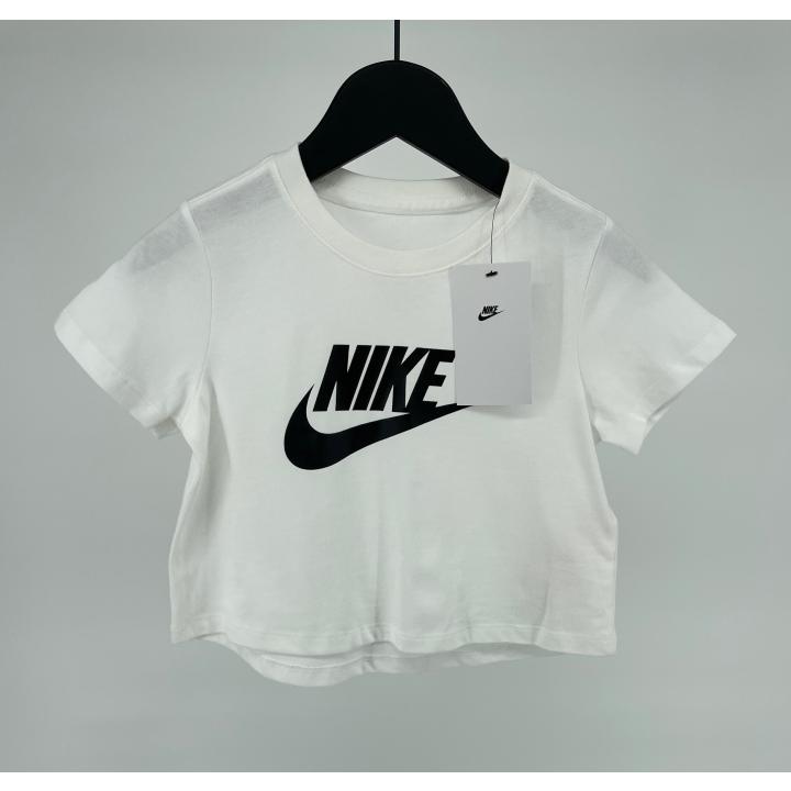 Cropped T-shirt Wit met Zwart Logo Maat 122 / 128