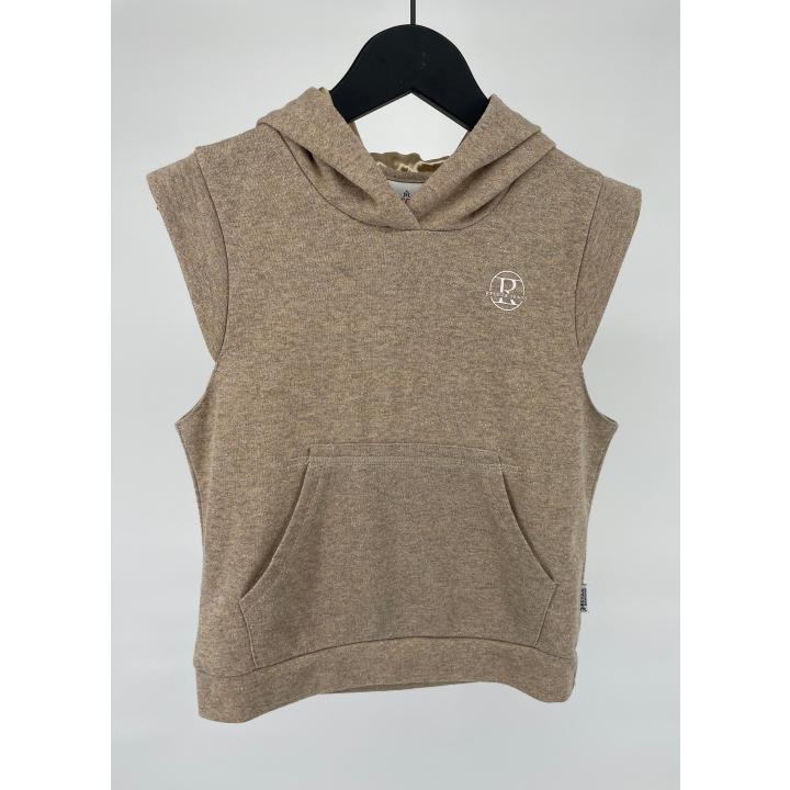 Hoodie Mouwloos Beige Glitter Maat 134 / 140