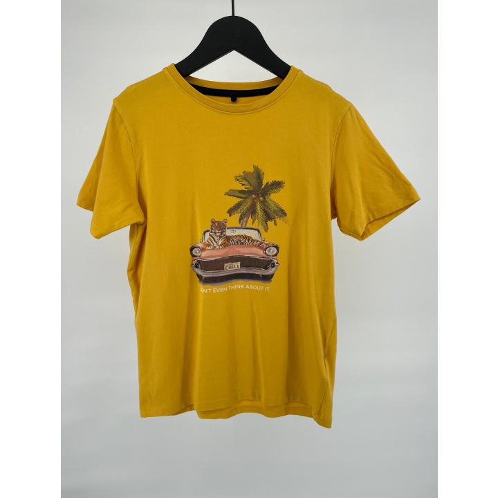 T-shirt Geel Tijger in Auto Maat 146 / 152