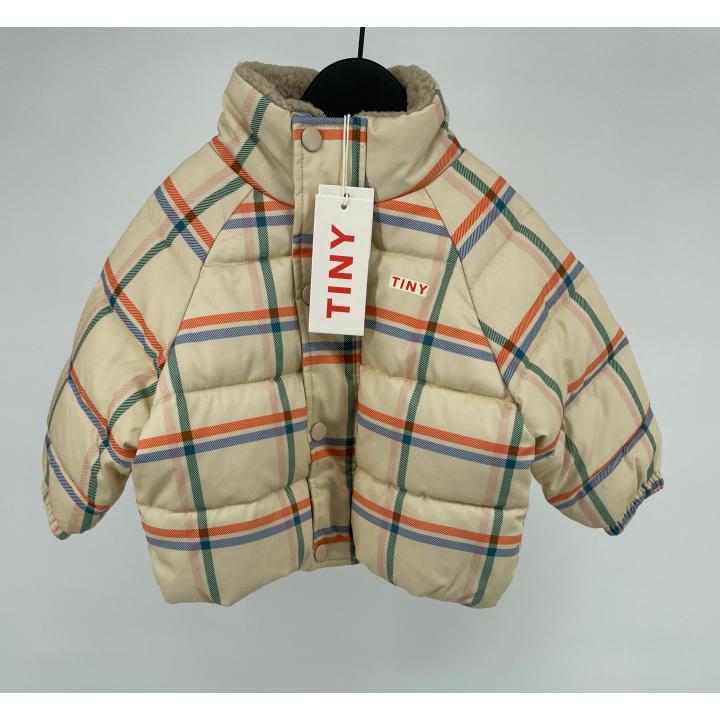 Winterjas Beige Geruit Maat 86