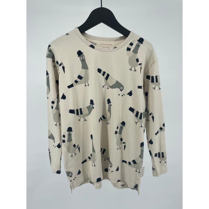 Longsleeve Beige Duiven Print  Maat 140