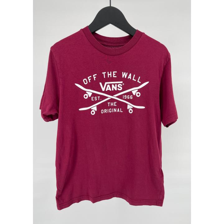 T-shirt Bordeaux met Witte Print Maat 134 / 140