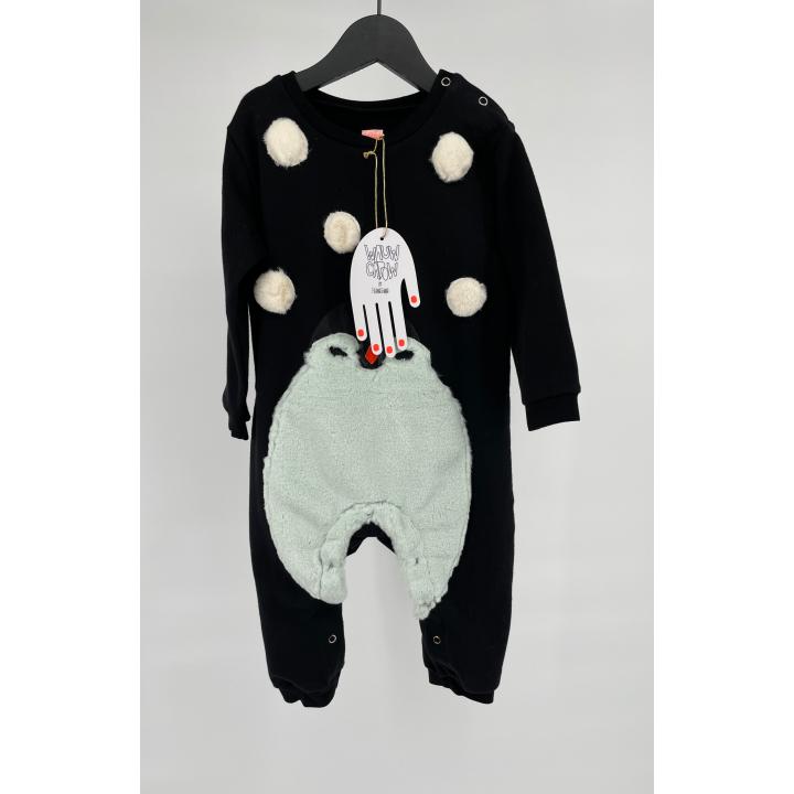 Jumpsuit Zwart met Pinguin Sneeuw Maat 92