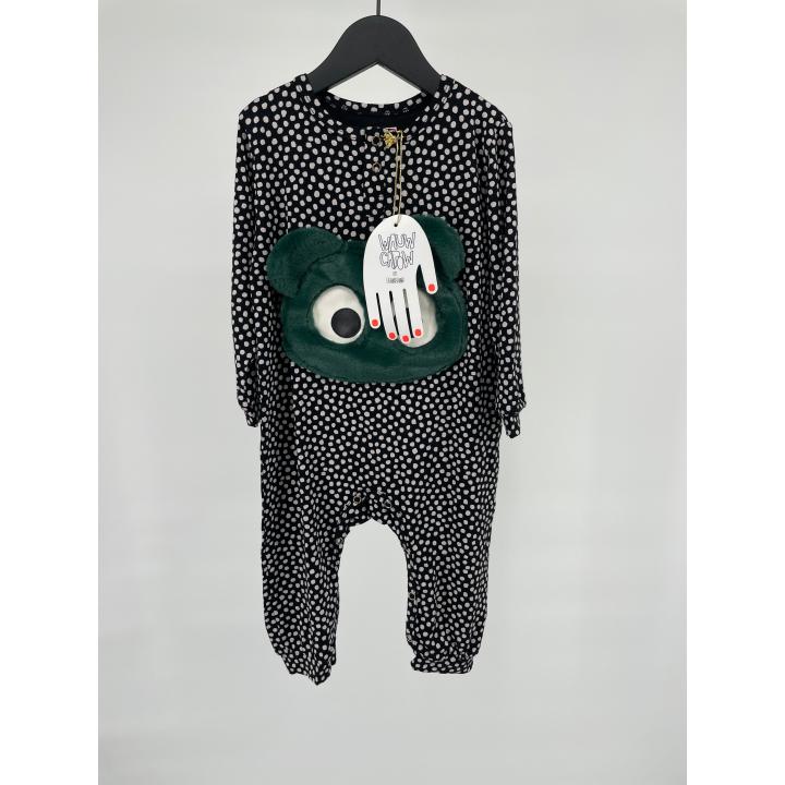 Jumpsuit Zwart Witte Stippen Gezicht Maat 92