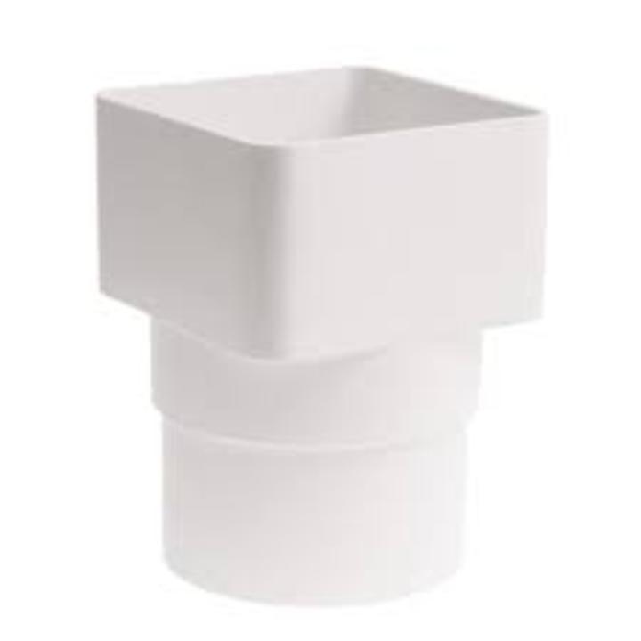 Regenpijp vierkant naar rond koppelstuk wit 65mm GUT97/W