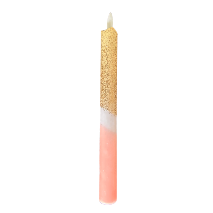 Ledkaars goudglitter/peach incl. batterijen
