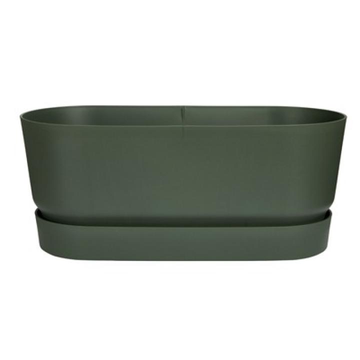 Elho Greenville terrace trough 60 cm wheels - Bladgroen
