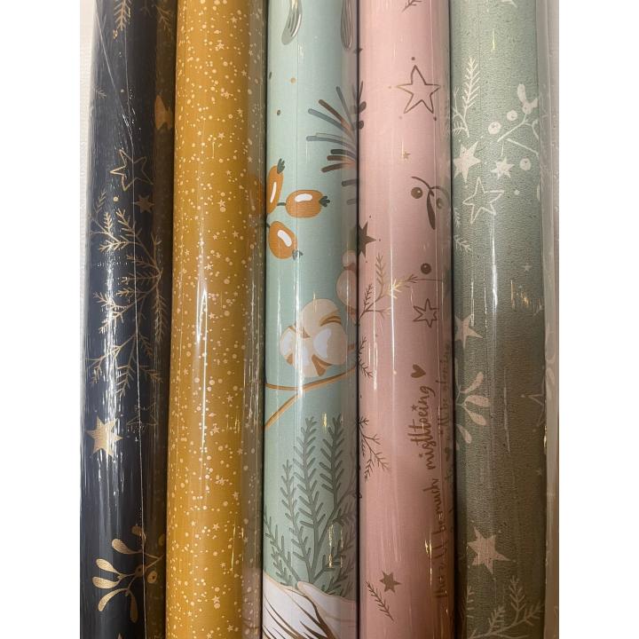 Collectiv Warehouse kerst papier Dubbelzijdig inpakpapier cadeau papier  5 rollen 300 x 50 cm