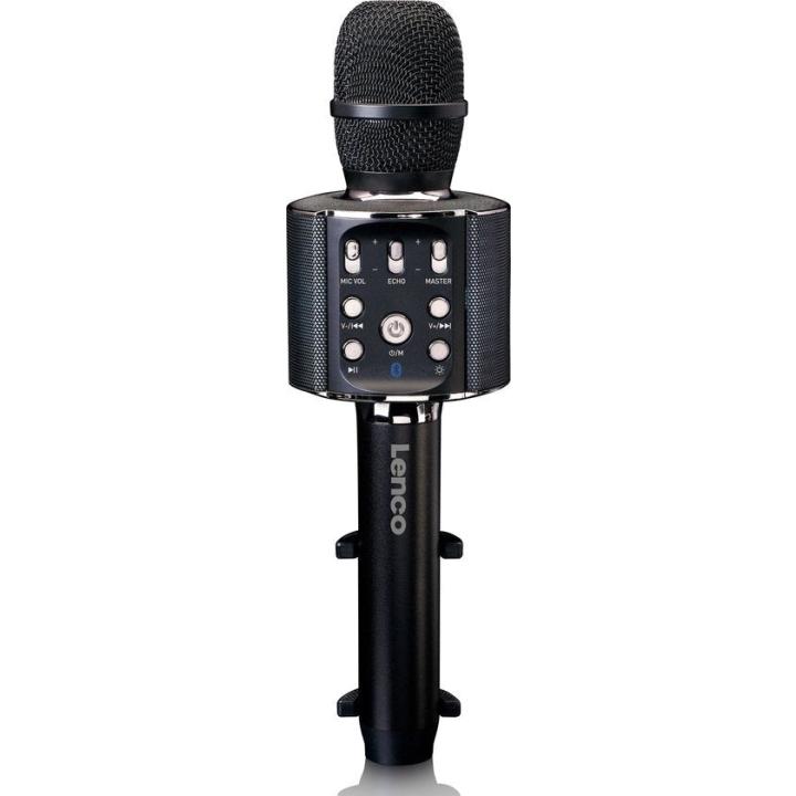 Lenco Bmc-090Bk Bluetooth Karaoke Microfoon Met Speaker En Verlichting Zwart