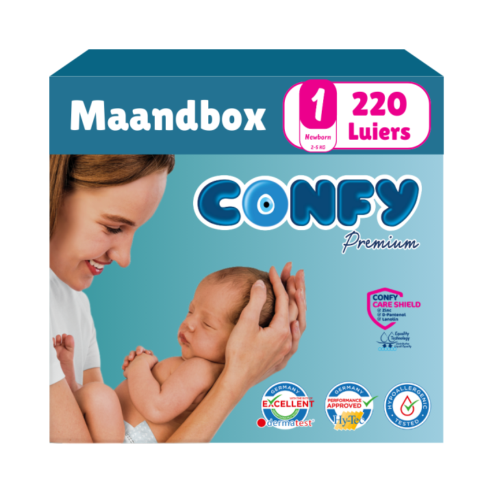 Maat 1 - (2kg-5kg) - 220 Luiers - Maandbox