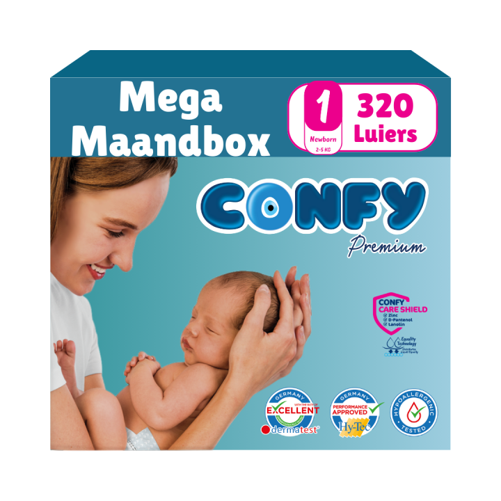 Maat 1 - (2kg-5kg) - 320 Luiers - Mega Maandbox