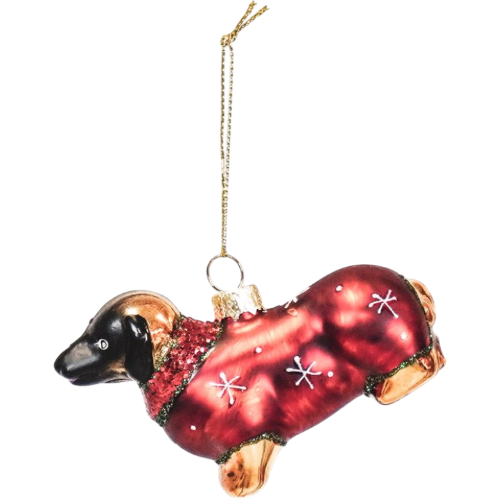 Housevitamin Kerstornament Teckel Kerst Rood