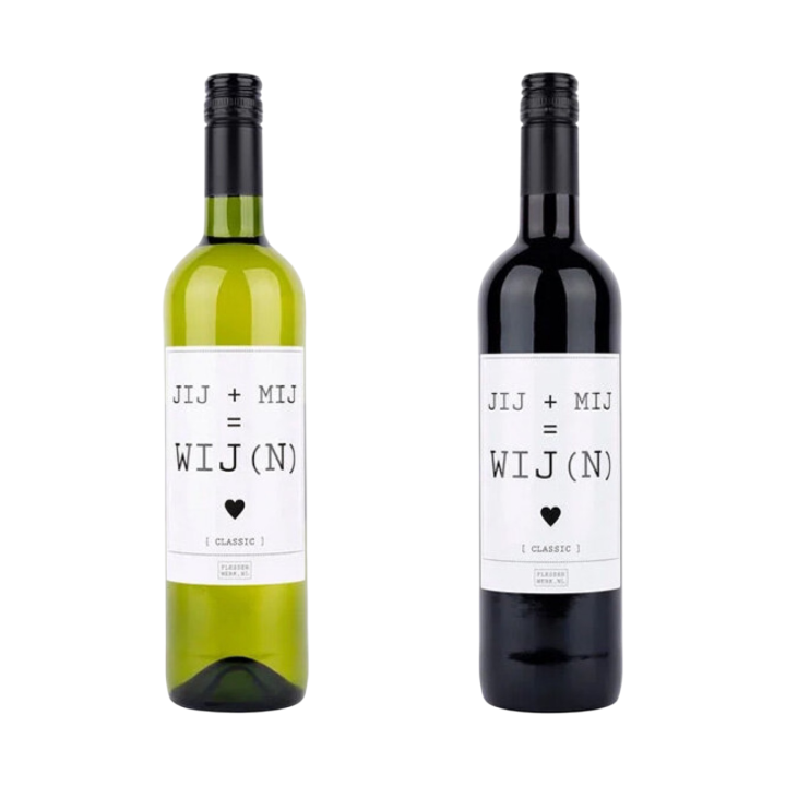 Flessenwerk Jij + mij = Wij(n) rood/wit - Wit