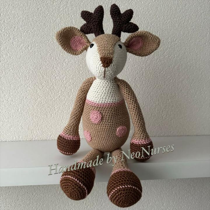 Hert Milou Beige met roze stippen