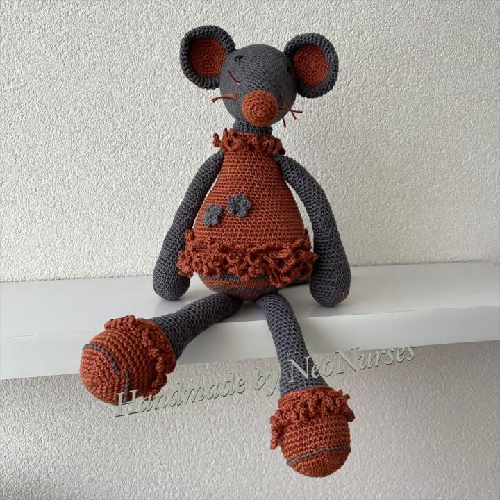 Muis Pien Ballerina Grijs-Roest