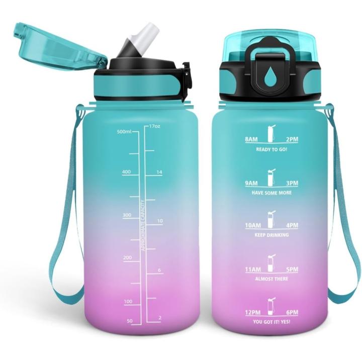 💧 Blijf gehydrateerd met deze BPA-vrije drinkfles van 500 ml en 1000 ml! - 500 ml - Poedergroen - 0,5 l