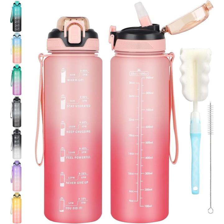 Blijf gehydrateerd met deze motiverende sportdrinkfles! 💦🏋️‍♂️ - Roze kleurverloop.