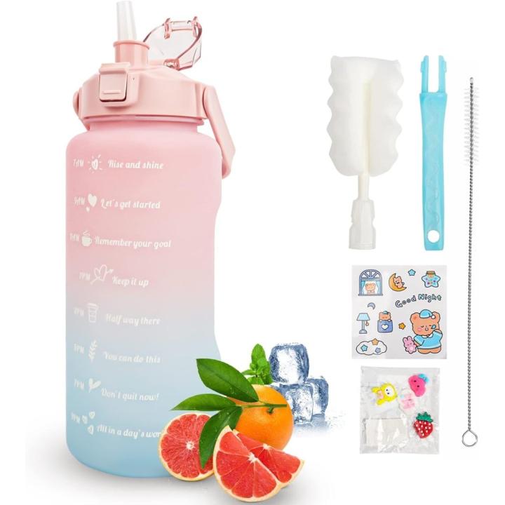 💧 BPA-vrije sportwaterfles van 2 liter – Blijf moeiteloos gehydrateerd! - 2 liter roze blauw
