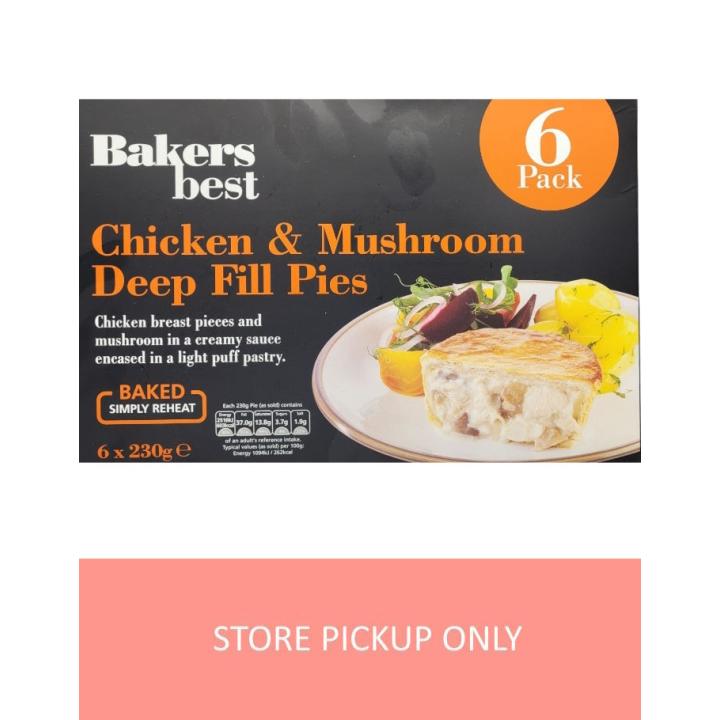 Bakers Best Chicken and Mushroom Pies 6-pack
