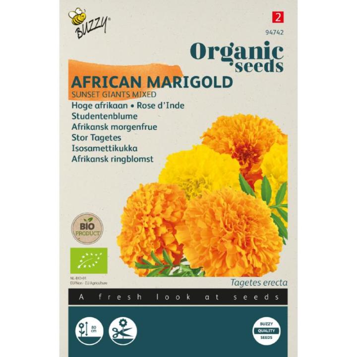 Buzzy® Organic Tagetes, Hoge Afrikaan Sunset Giants gem. (BIO)
