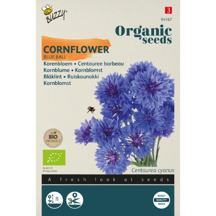 Buzzy® Organic Centaurea, Korenbloem Blue Ball (BIO)
