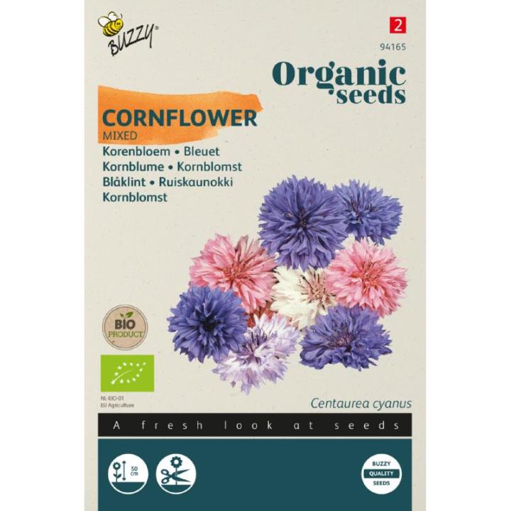 Buzzy® Organic Centaurea, Korenbloem gemengd (BIO)