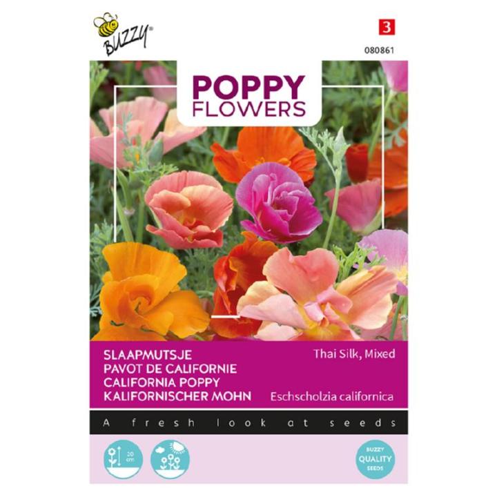 Buzzy® Poppy Flowers, Slaapmutsje Thai Silk, gemengd