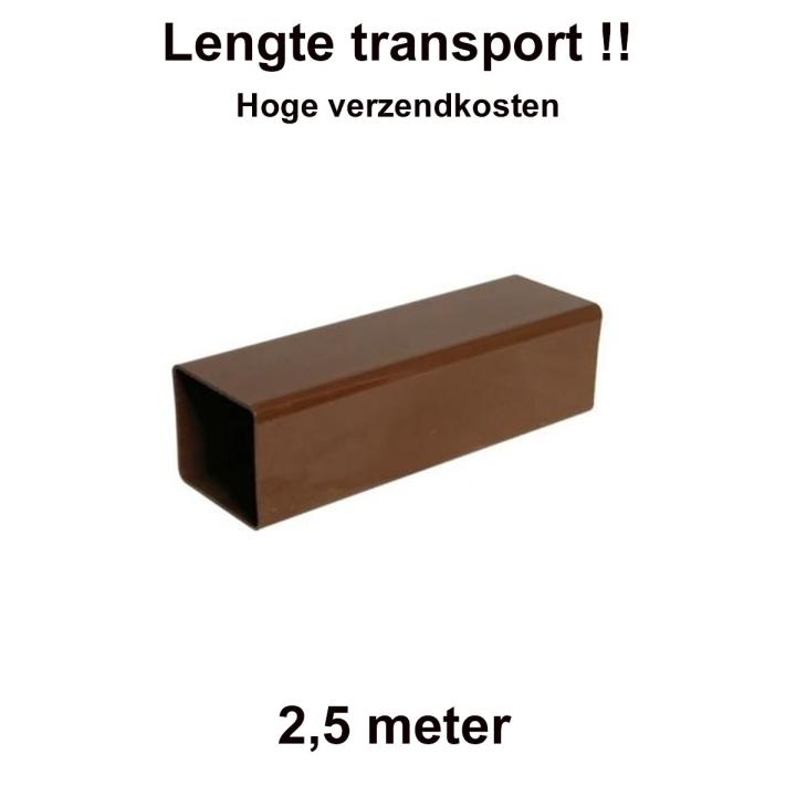 Square line regenpijp vierkant bruin 65mm 2,5m
