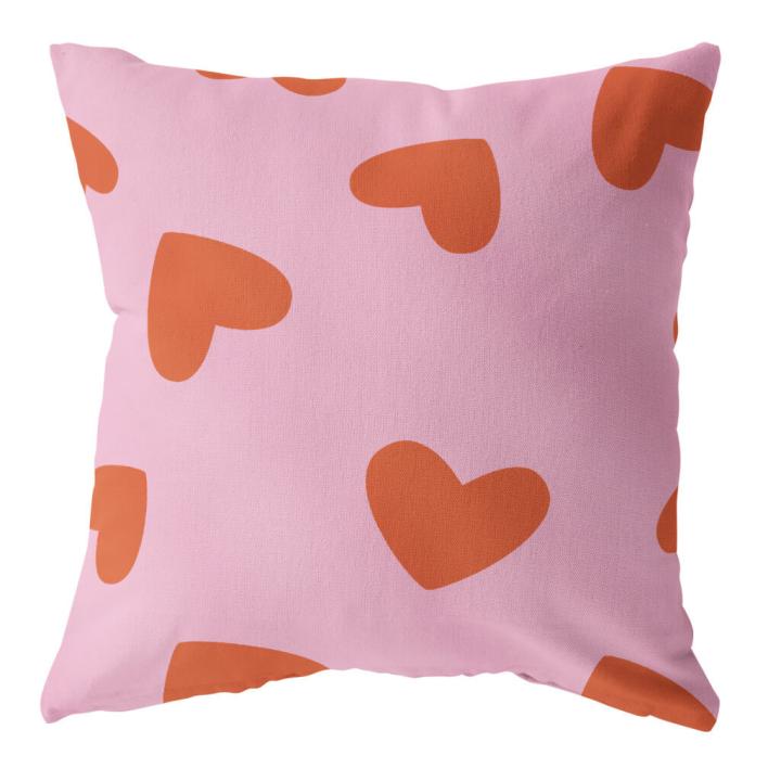 Buitenkussen hart - Roze&Rood