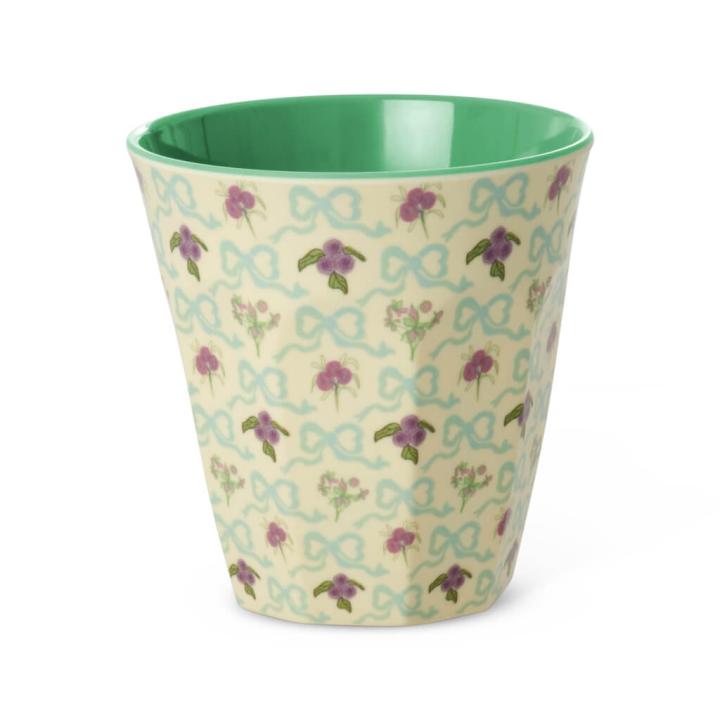 Melamine beker medium Bow and Bouquet print - Rice
