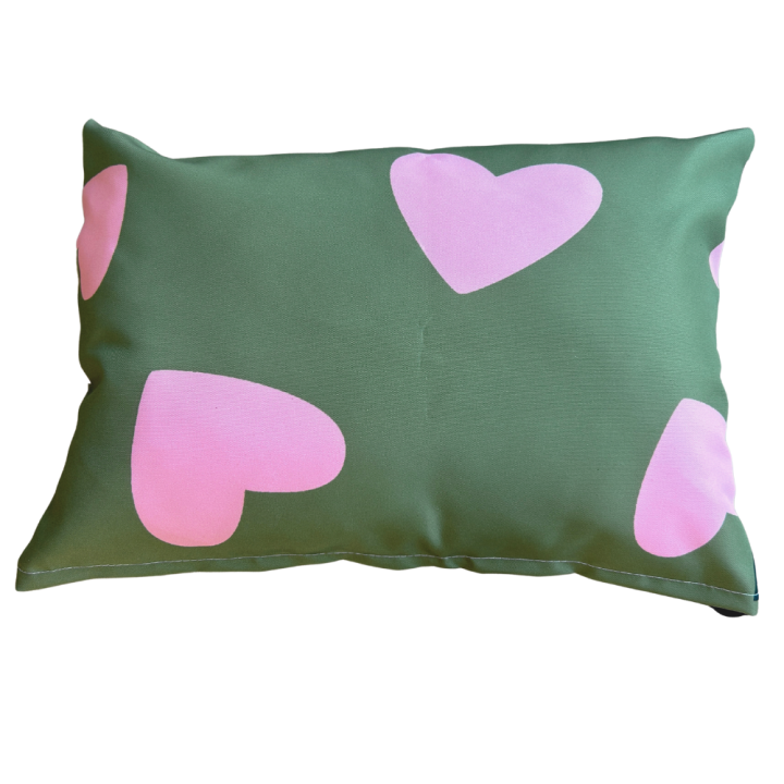 Buitenkussen Hart - Groen & Roze - 40cm X 60cm