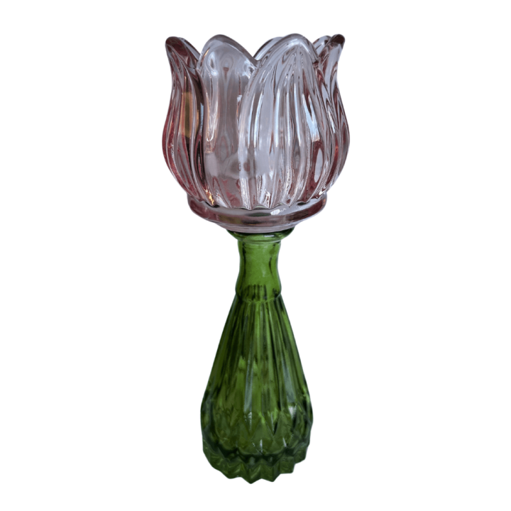 Kandelaar en Vaasje  Flower T-light - licht roze - 22cm hoog