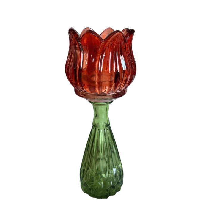 Kandelaar en Vaasje  Flower T-light - oranje - 18cm hoog