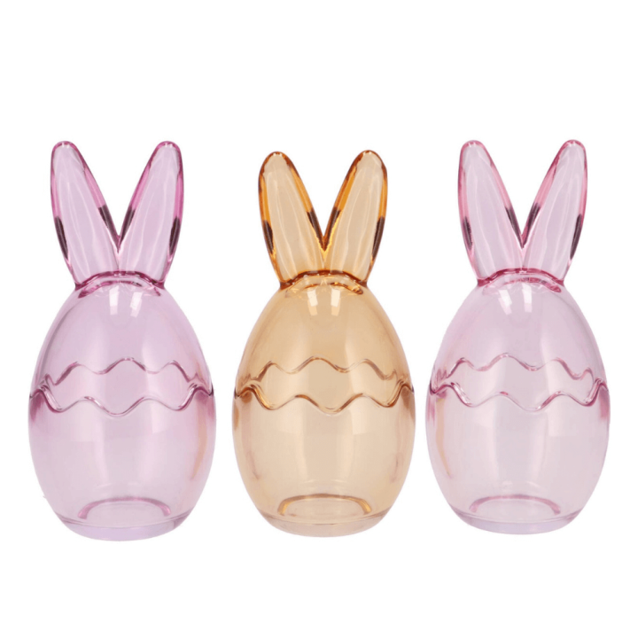 Glazen Paas Potjes  – Roze, Lila & Geel - Oranje
