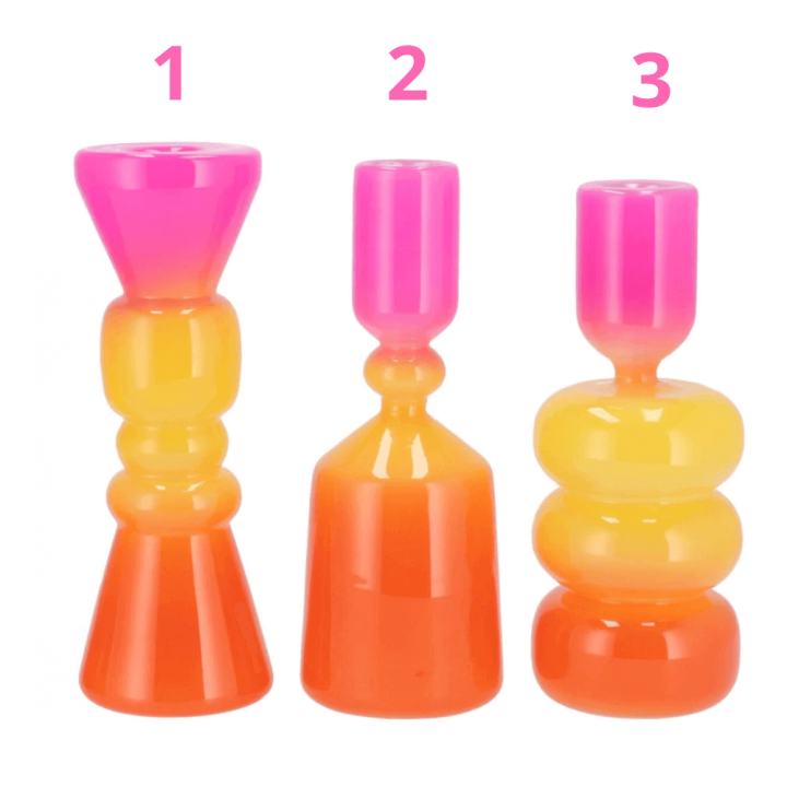 Glazen vaasjes - Roze & Oranje & Geel - 2