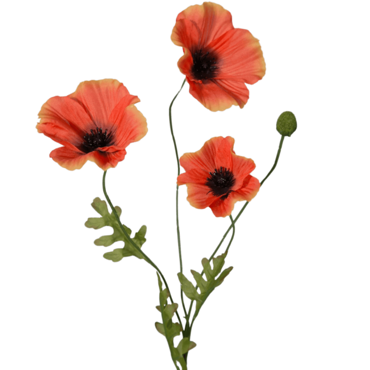 Zijden bloem Papaver - Warm Oranje