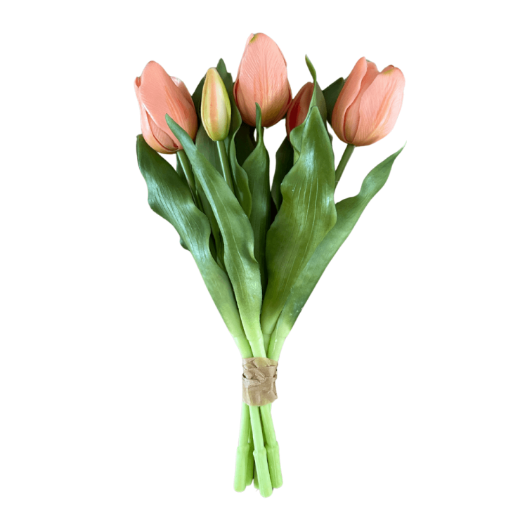 Kunsttulpen boeketje in Peach - 5 tulpen