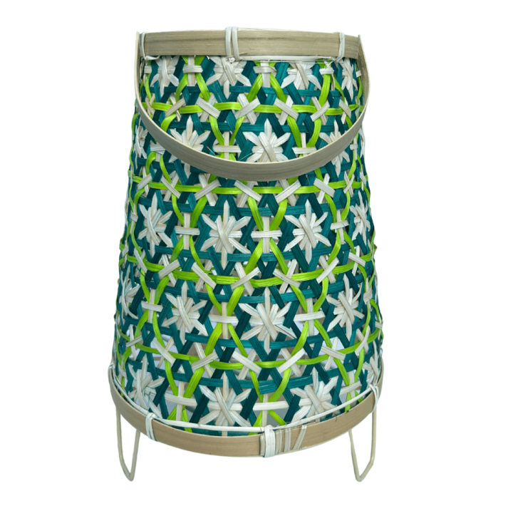 Bamboe Lantaarn groen – 28 cm Hoog – Inclusief Glazen windlicht