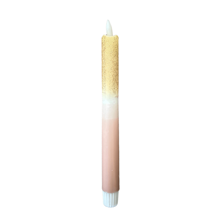 Ledkaars naturel met gouden glitters incl. batterijen