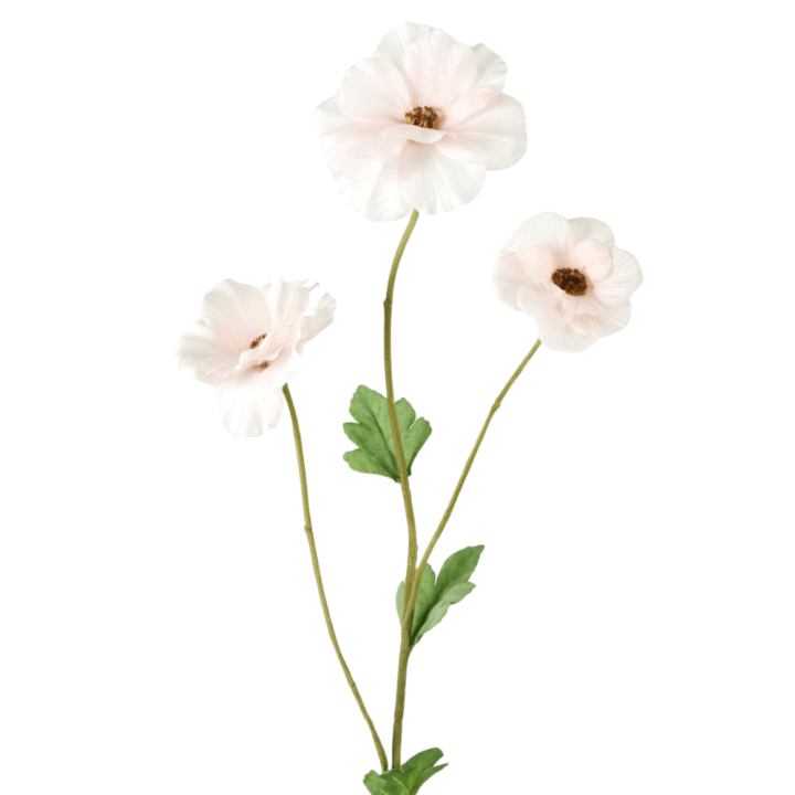 Zijden Bloem Ranonkel wit - 61cm