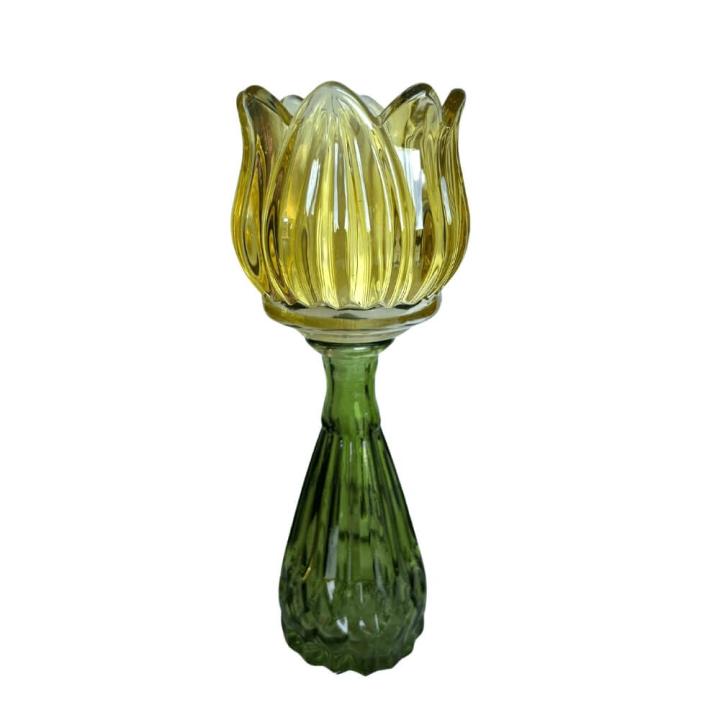 Kandelaar en Vaasje  Flower T-light - Geel - 18cm hoog